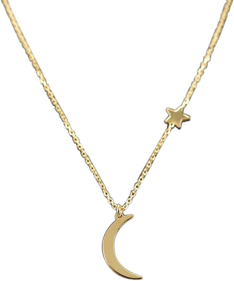 Necklances for Women Fashion & 2Pcs Star Moon Pendant Choker Chain Necklace Women Fashion Evening Party Jewelry