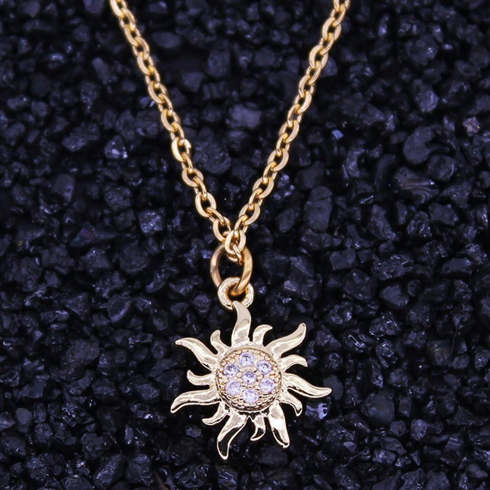 Necklances for Women Fashion & Fashion Jewelry Women'S Shiny Rhinestone Sun Pendant Necklace Christmas Gift