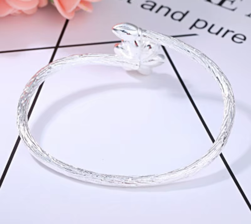 New Arrival 925 Sterling Silver Lotus Cuff Bracelet for Women Jewelery Gifts
