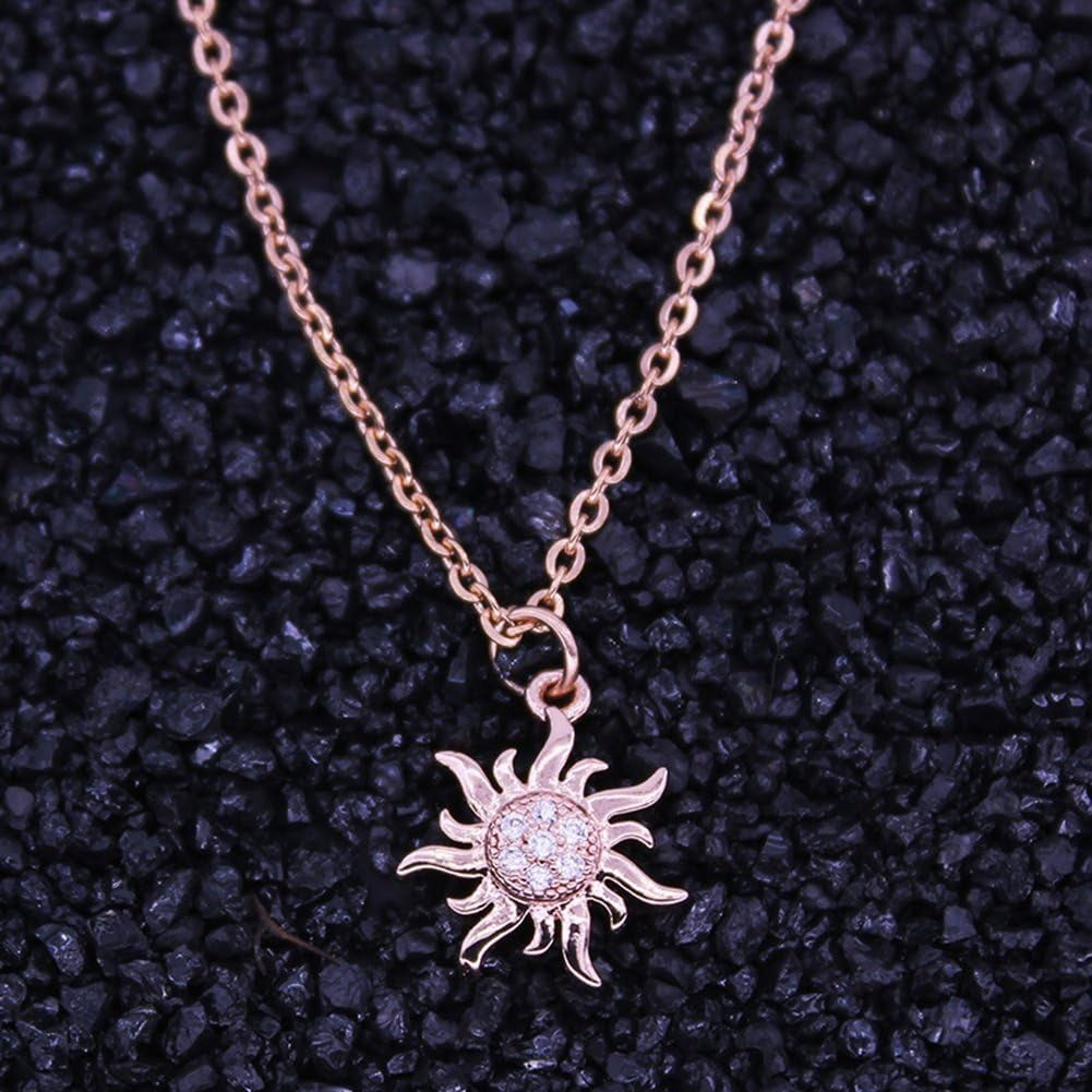 Necklances for Women Fashion & Fashion Jewelry Women'S Shiny Rhinestone Sun Pendant Necklace Christmas Gift