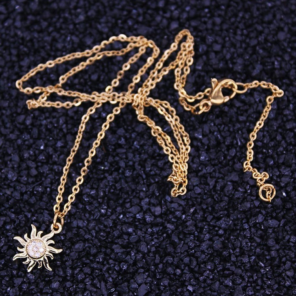 Necklances for Women Fashion & Fashion Jewelry Women'S Shiny Rhinestone Sun Pendant Necklace Christmas Gift