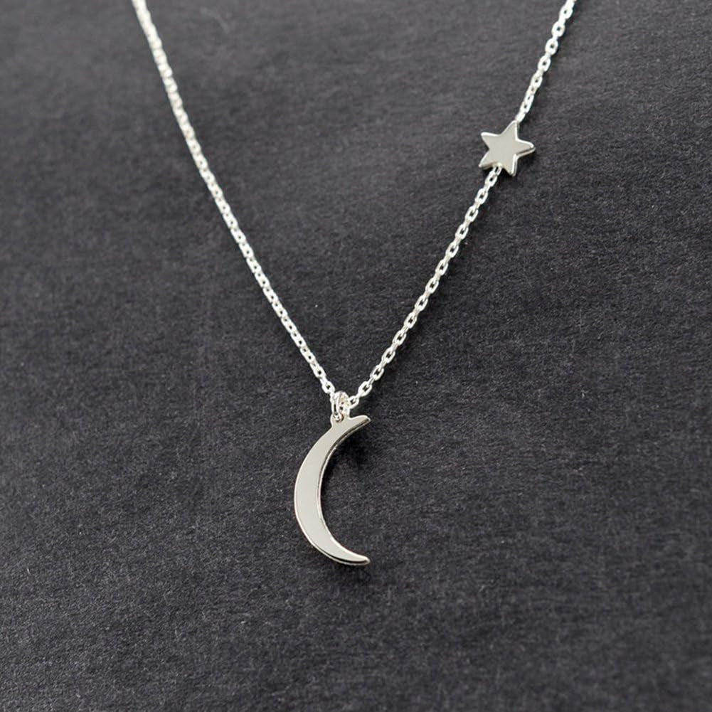 Necklances for Women Fashion & 2Pcs Star Moon Pendant Choker Chain Necklace Women Fashion Evening Party Jewelry